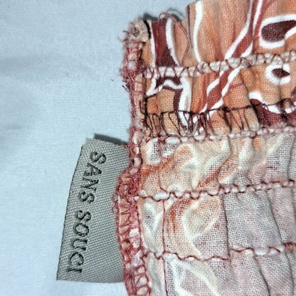 Orange and white waffle crop top with straps tied in loops Small SANS SOUCI - Picture 6 of 7